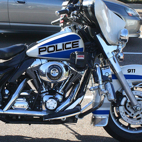 Close up on a City of Ridgeland Police Motorcycle