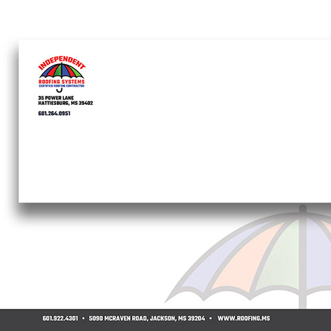 Close up of the Independent Roofing Letterhead and envelope