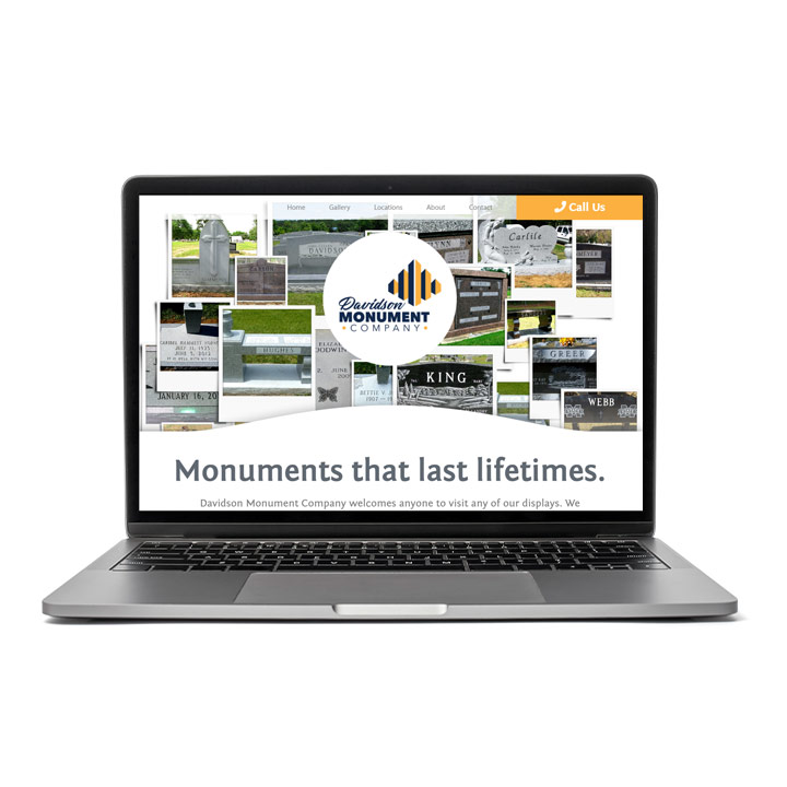 Davidson Monument Website on a laptop