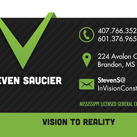 Close up on the InVision Construction Business Card
